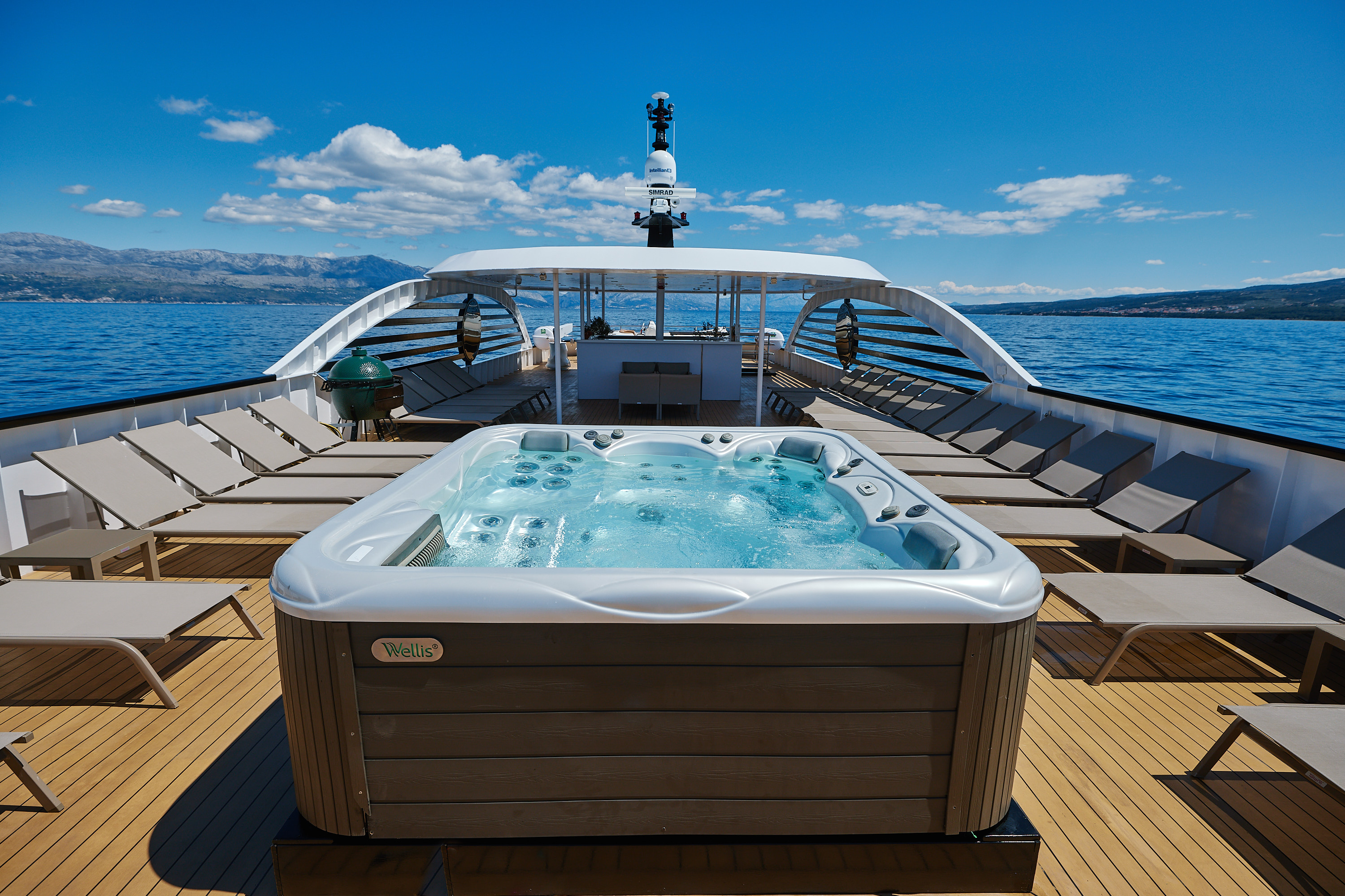 Hot tub on a yacht deck.