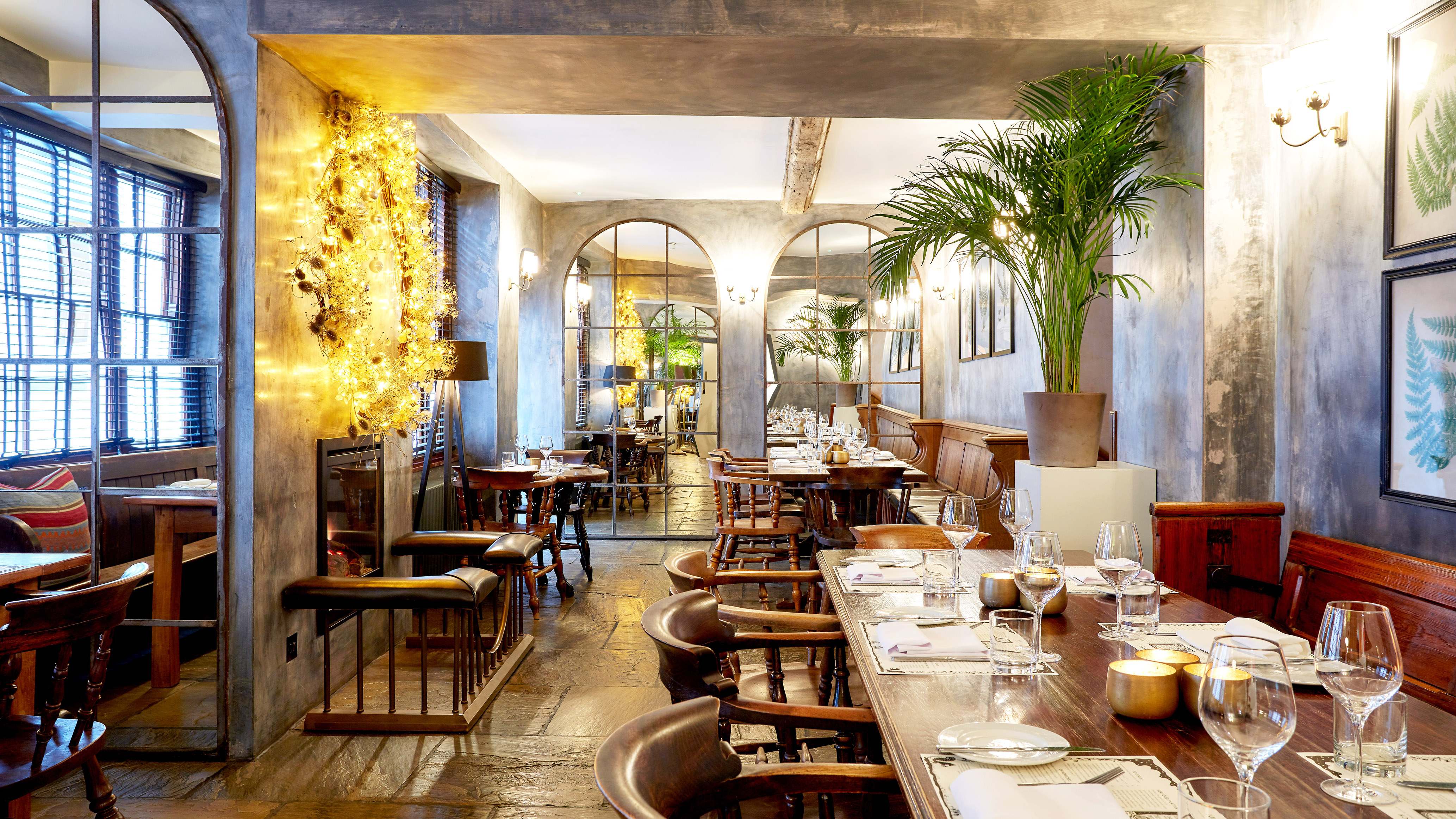 Elegant dining atmosphere at The Angel.