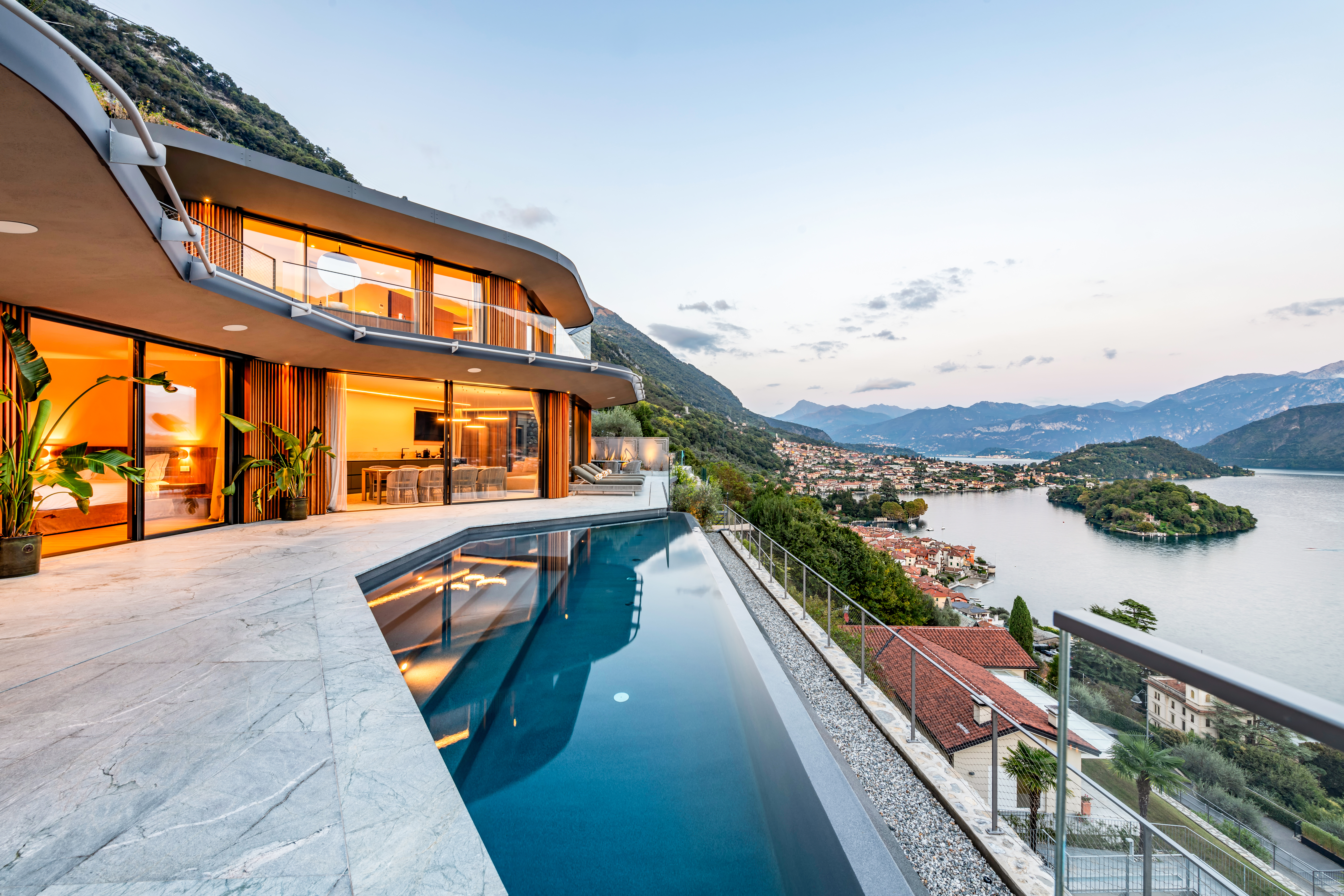 An infinity pool overlooking Lake Como at Villa Audace, Lake Como, one of the best villas in Italy with a pool